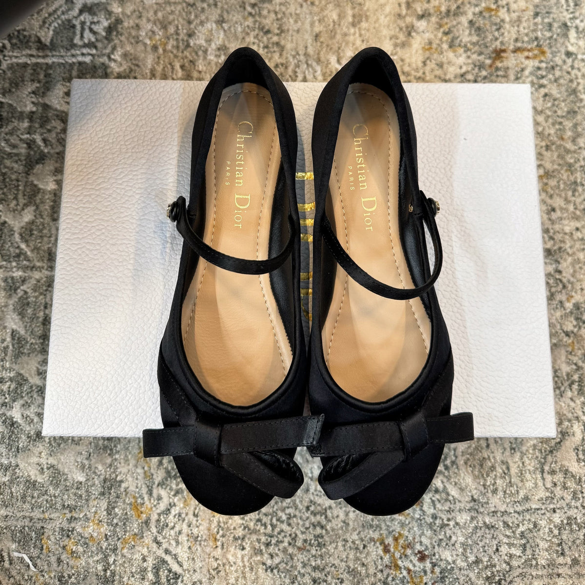 DIOR 25S LOVELY‑D BALLET FLAT 10MM IN BLACK SATIN
