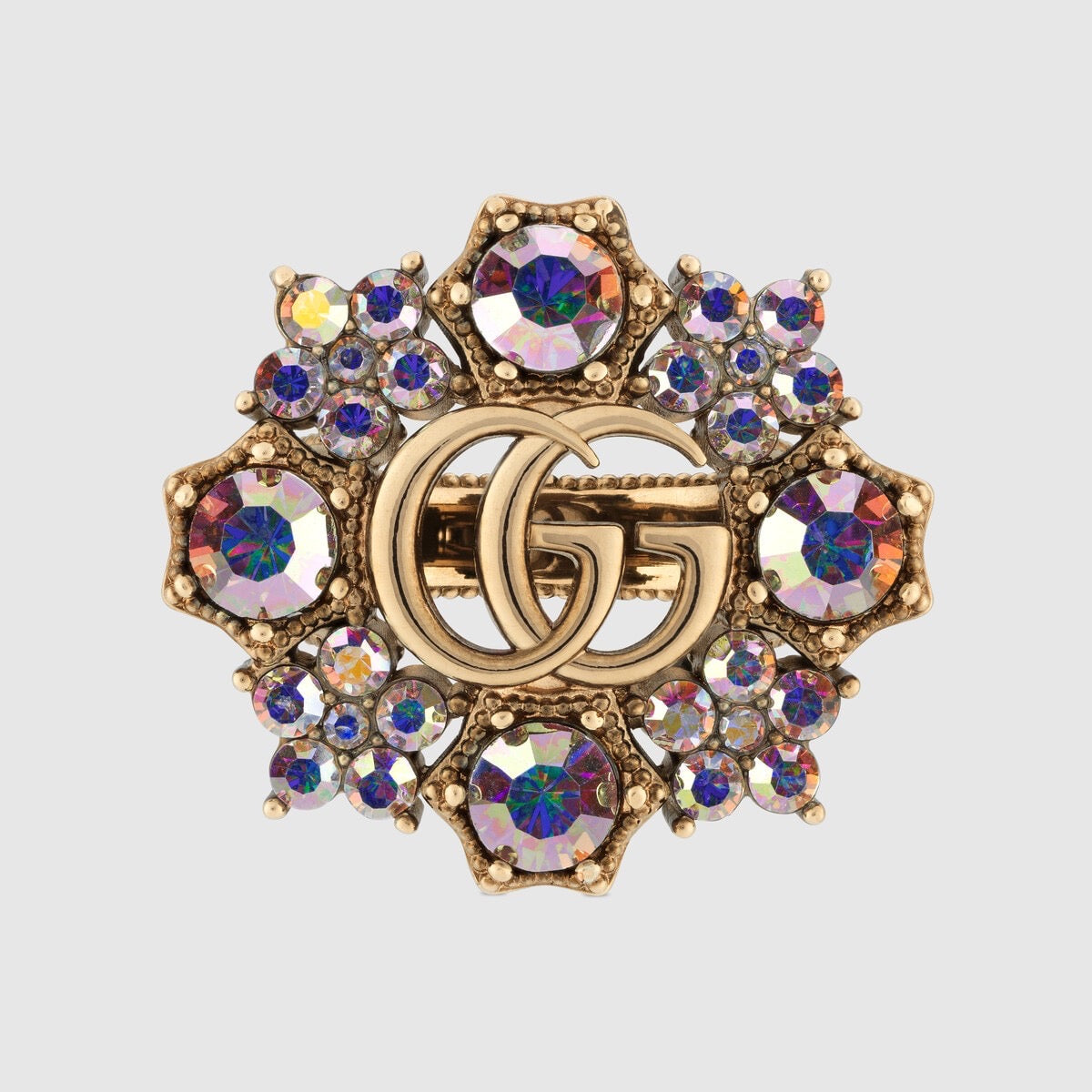 18K Double Gucci Crystal Flower Ring