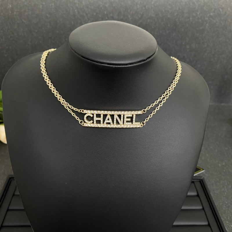 18K  Chanel Letter Diamond Choker Necklace