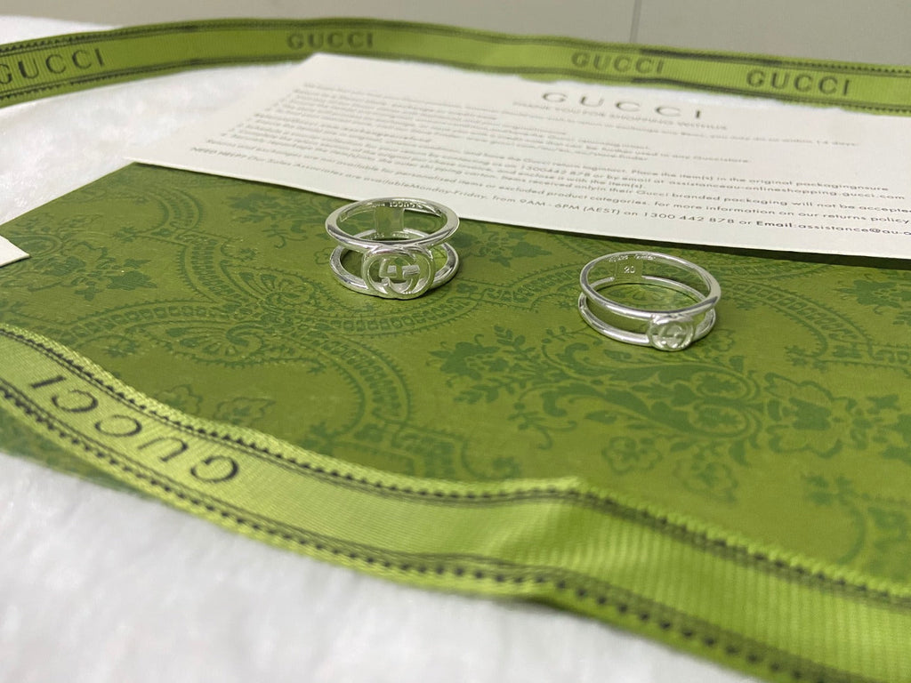Double Gucci Interlocking Gucci Thin Open Ring