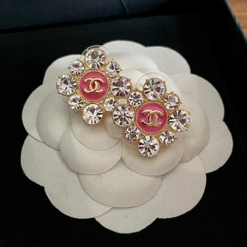 18K  Chanel Color Flower Diamond Earrings