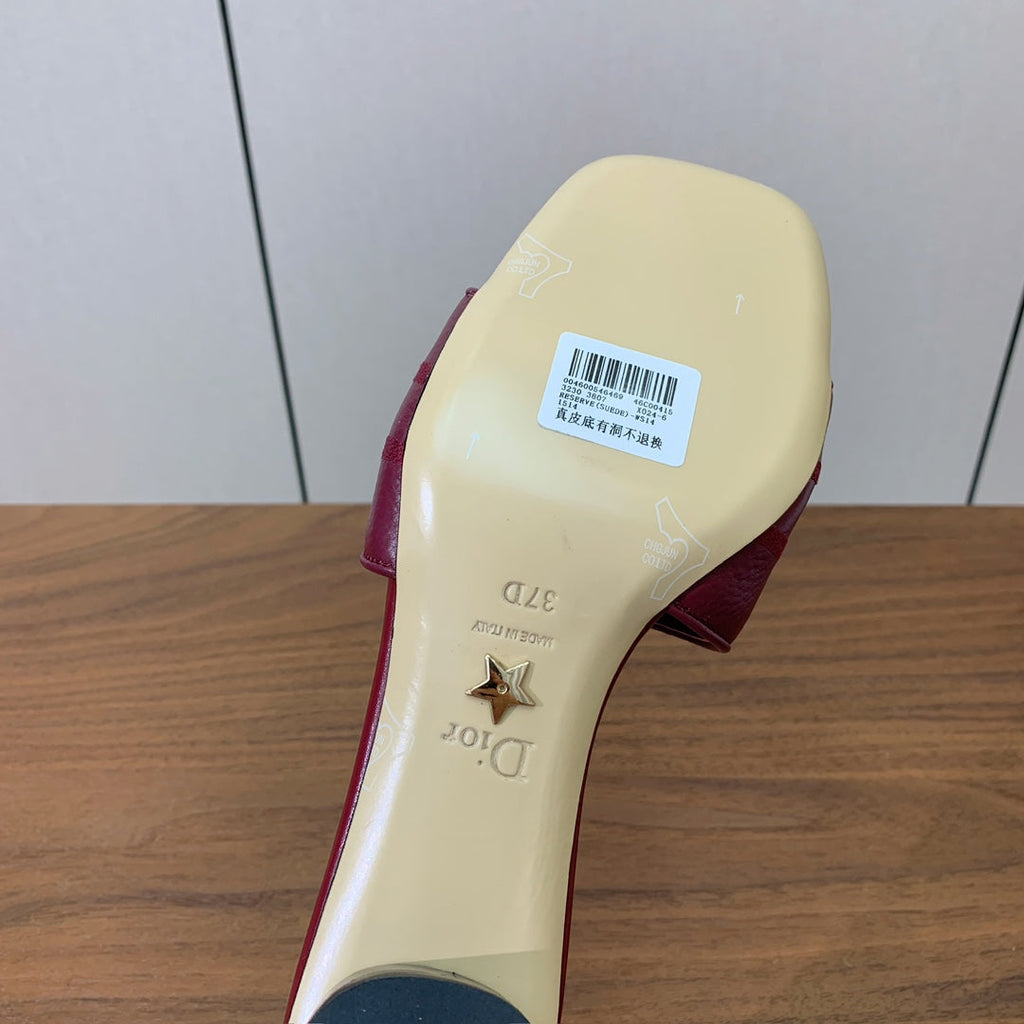 DIOR 25S HIGH-HEEL SANDALS 40 MM IN DARK RED CALFSKIN