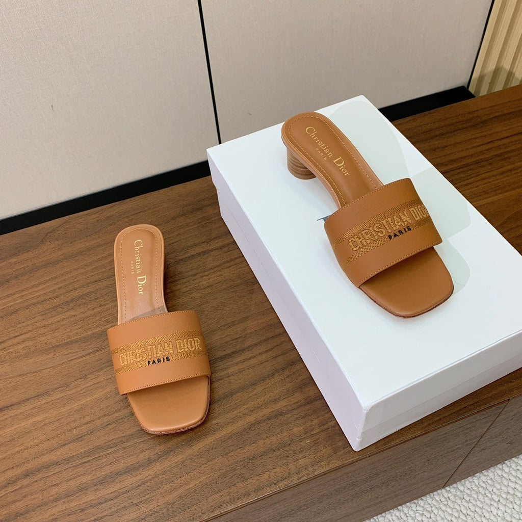 DIOR 25S HIGH-HEEL SANDALS 40 MM IN LIGHT BROWN CALFSKIN