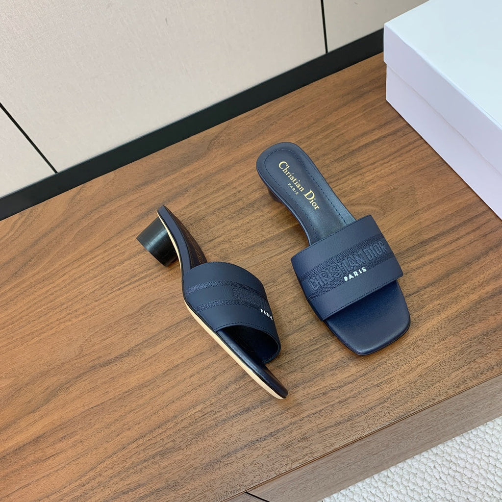 DIOR 25S HIGH-HEEL SANDALS 40 MM IN DEEP NAVY BLUE CALFSKIN