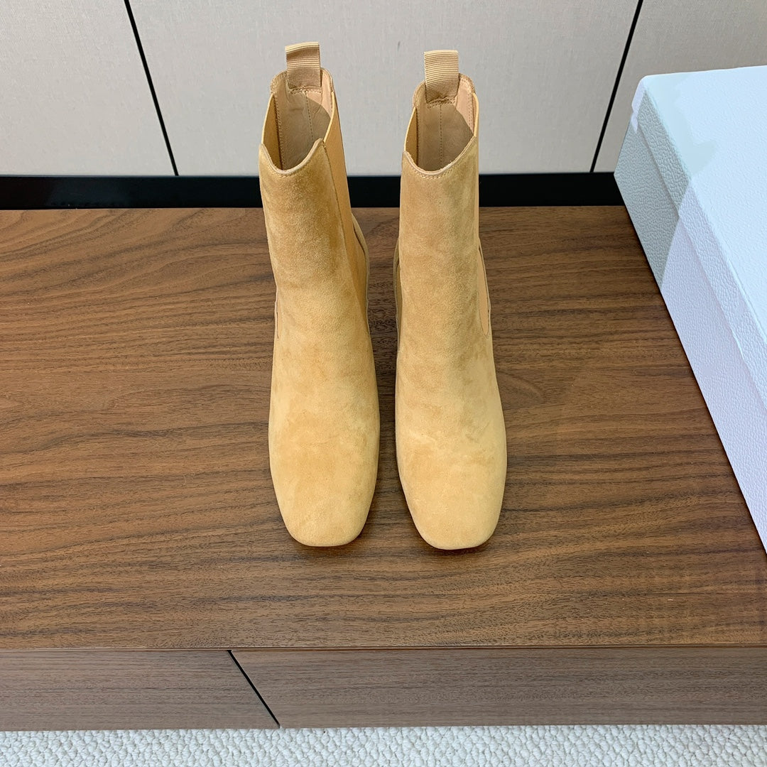 DIOR 25S ANKLE BOOTS 80 MM IN BEIGE SUEDE
