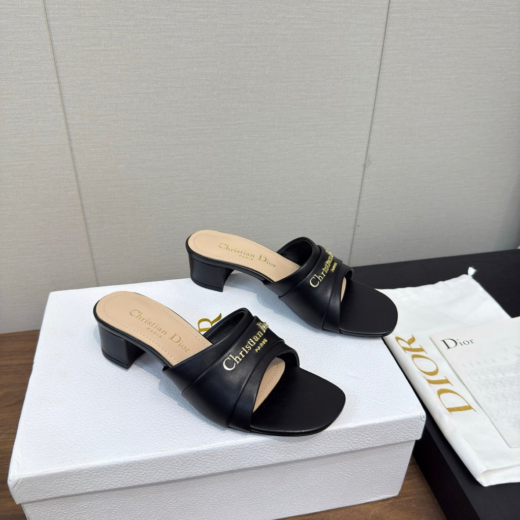 DIOR HIGH HEEL 25S 45 MM IN BLACK LAMBSKIN WITH GOLD HARDWARE