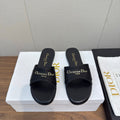 DIOR SANDAL 25S IN BLACK LAMBSKIN AND FABRIC WITH GOLD HARDWARE