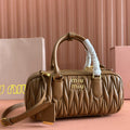 ARCADIE MATELASSÉ BAG 27 IN SEPIA BROWN CALFSKIN GOLD HARDWARE