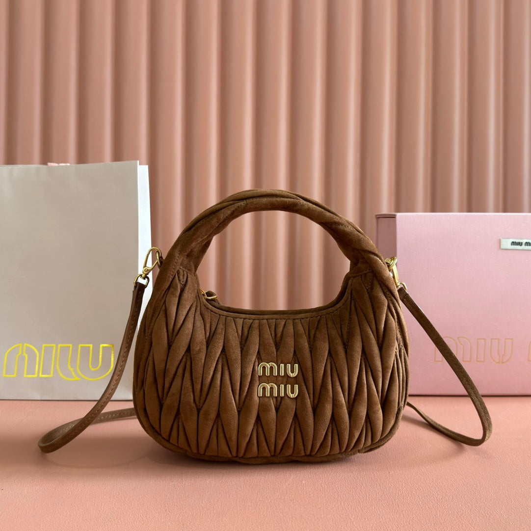 MIU MIU SUEDE HANDBAG 23 DARK BROWN