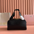 MIUMIU 26S TOP-HANDLE BAG 28 IN BLACK CALFSKIN GOLD HARDWARE