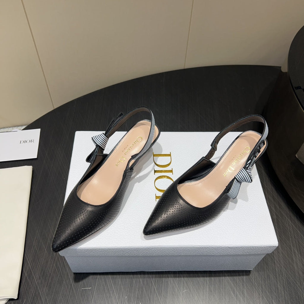 DIOR HIGH SLINGBACK 25S 50 MM IN BLACK CALFSKIN
