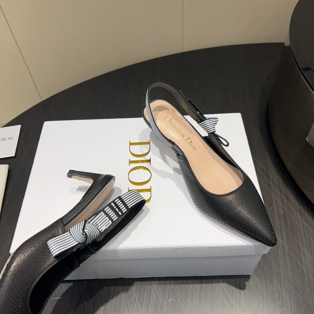 DIOR HIGH SLINGBACK 25S 50 MM IN BLACK CALFSKIN