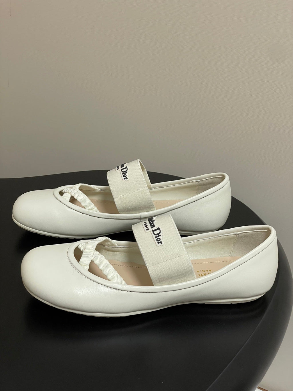 DIOR STRETCH BALLET FLATS 25S IN CREAM WHITE LAMBSKIN