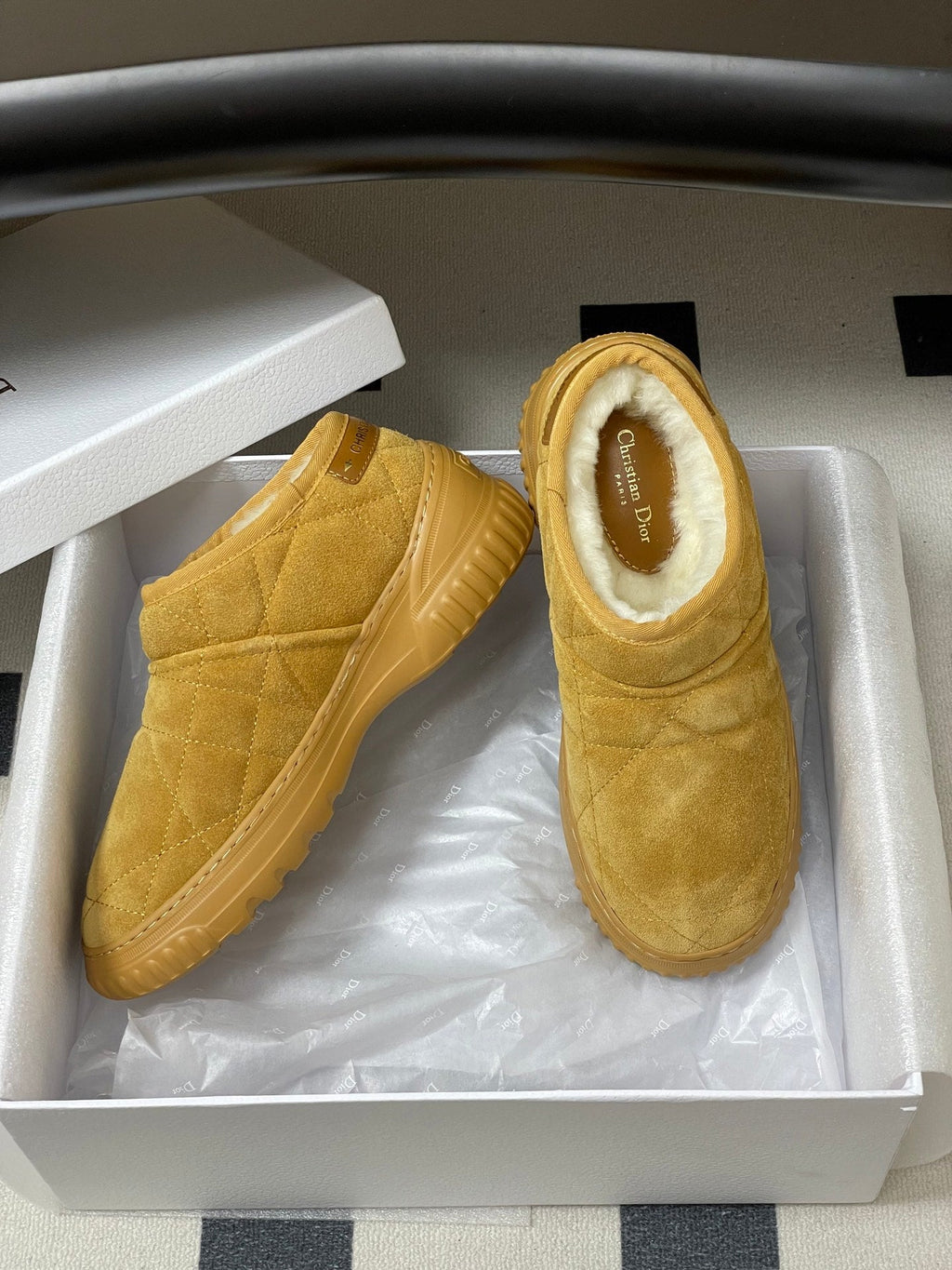 DIOR 25S FROST ANKLE BOOTS IN GOLDEN BROWN SUEDE