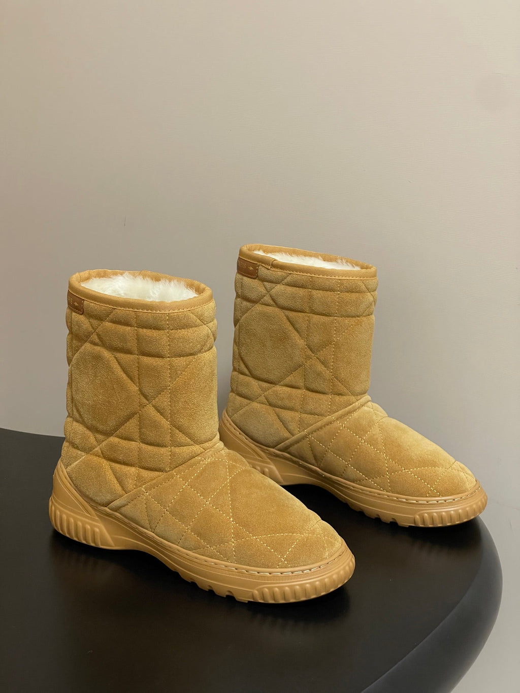 DIOR 25S FROST LOW ANKLE BOOTS IN GOLDEN BROWN SUEDE