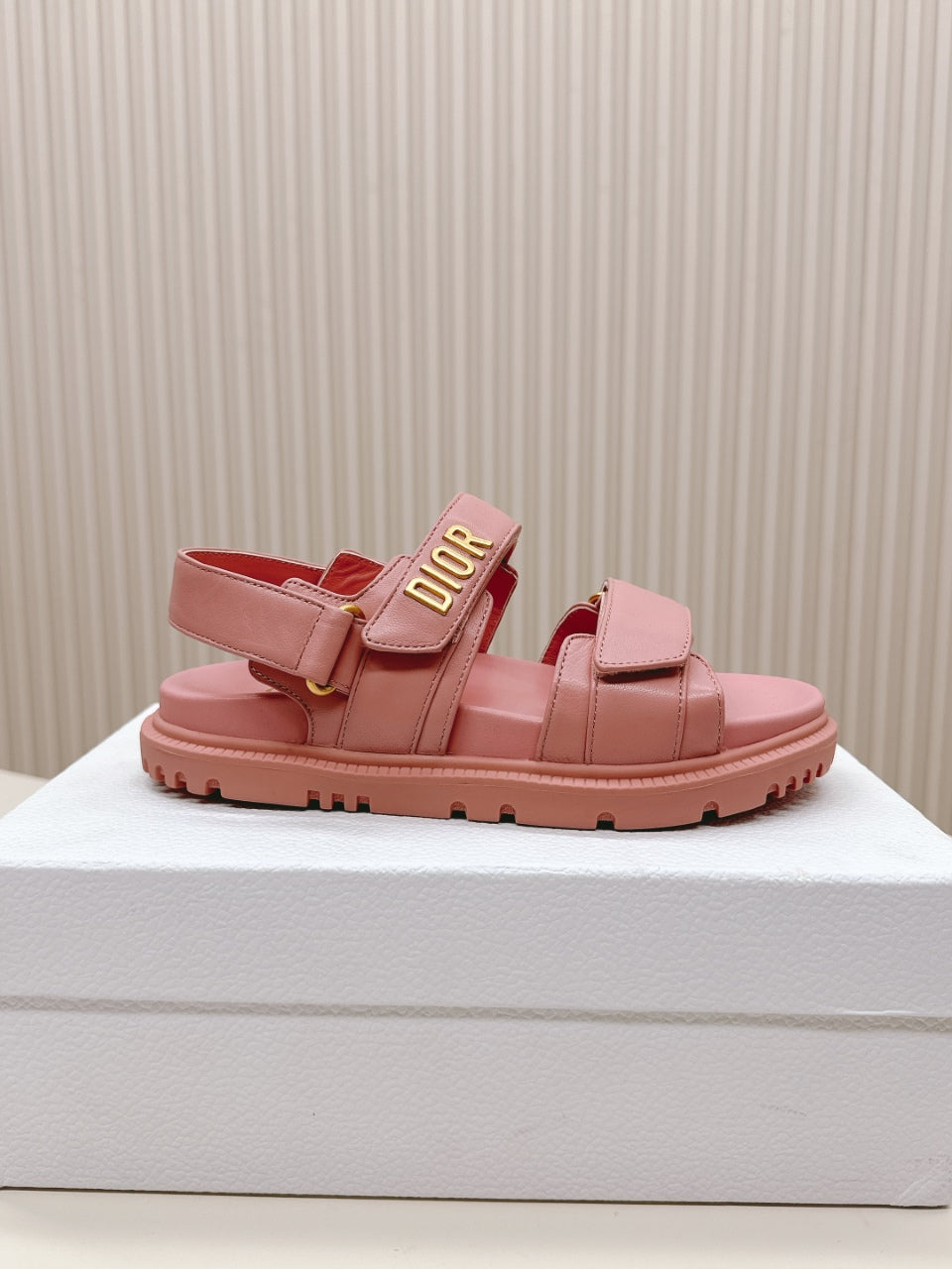 DIOR BACK-STRAP SANDALS 25S IN PEACHY PINK CALFSKIN WITH GOLD HARDWARE