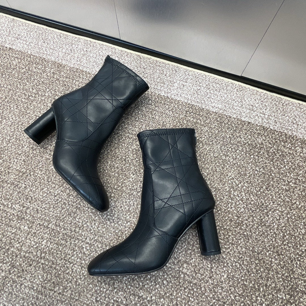 DIOR 25S D-SHADOW COUTURE SERIES ANKLE BOOTS 90MM IN BLACK CALFSKIN