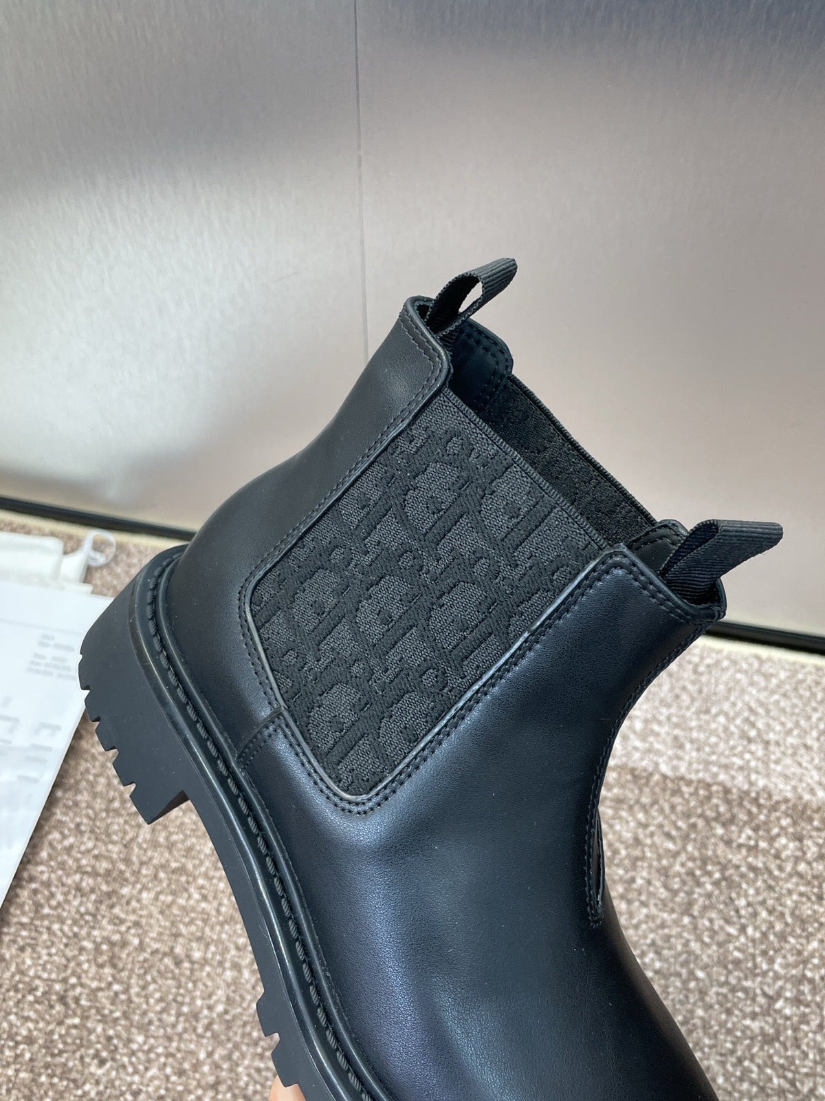 DIOR 25S D-QUEST CHELSEA ANKLE BOOTS 25MM IN BLACK CALFSKIN AND CANVAS